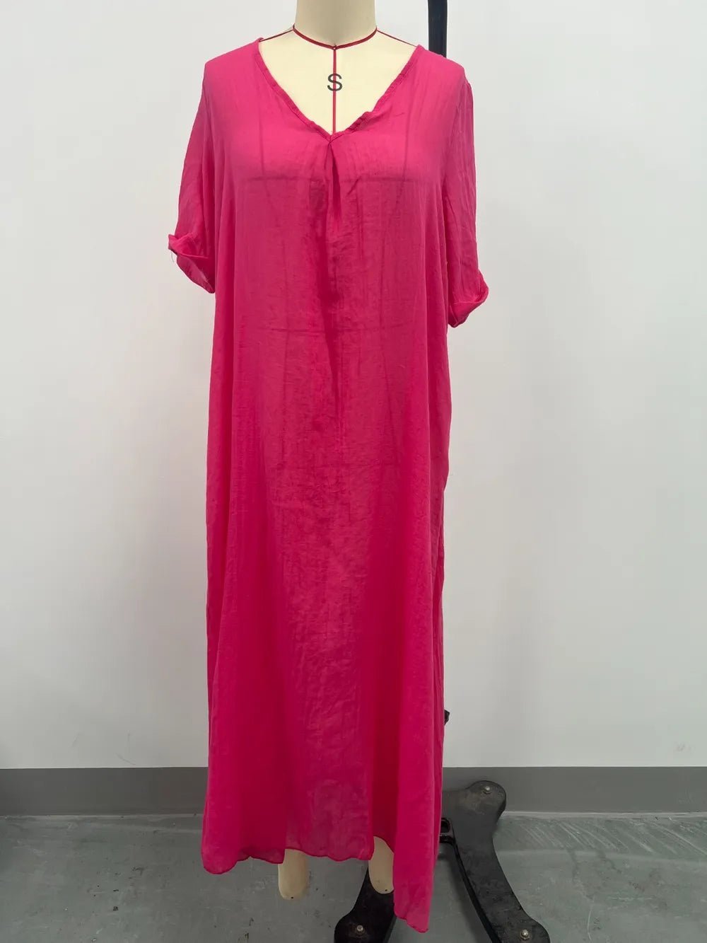 Full Size V - Neck Short Sleeve Midi Dress Plus Size