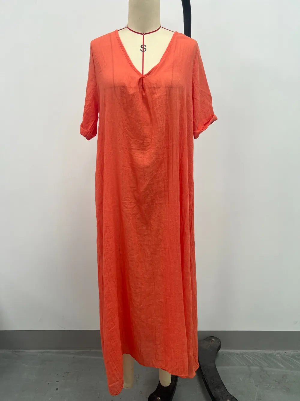 Full Size V - Neck Short Sleeve Midi Dress Plus Size