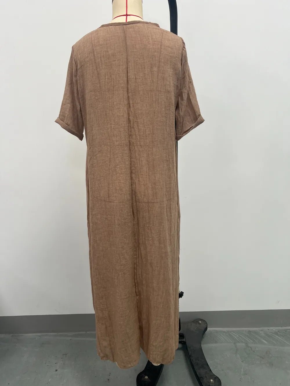 Full Size V - Neck Short Sleeve Midi Dress Plus Size