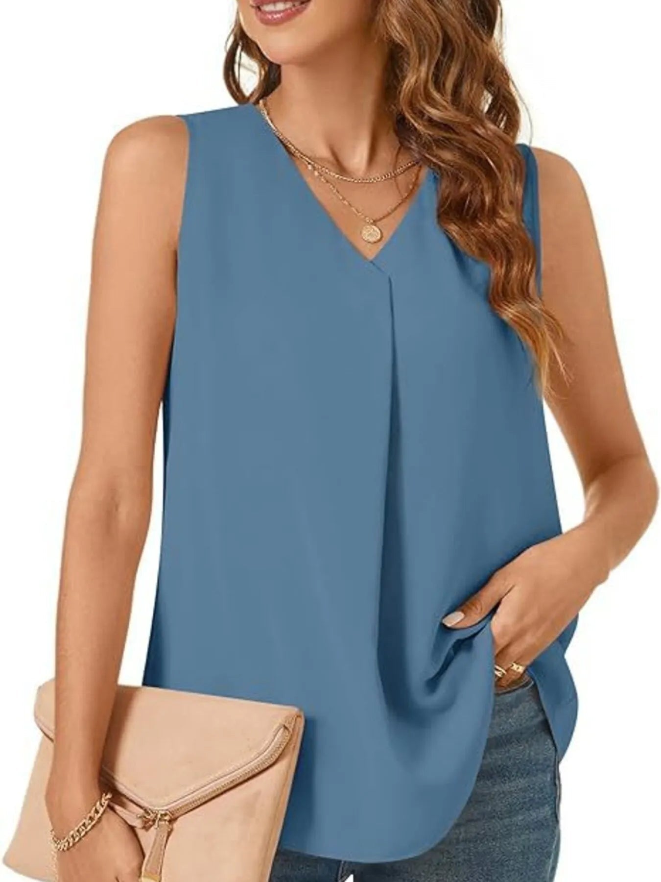 Full Size V - Neck Sleeveless Tank Top Plus SizeTop