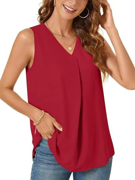 Full Size V - Neck Sleeveless Tank Top Plus SizeTop