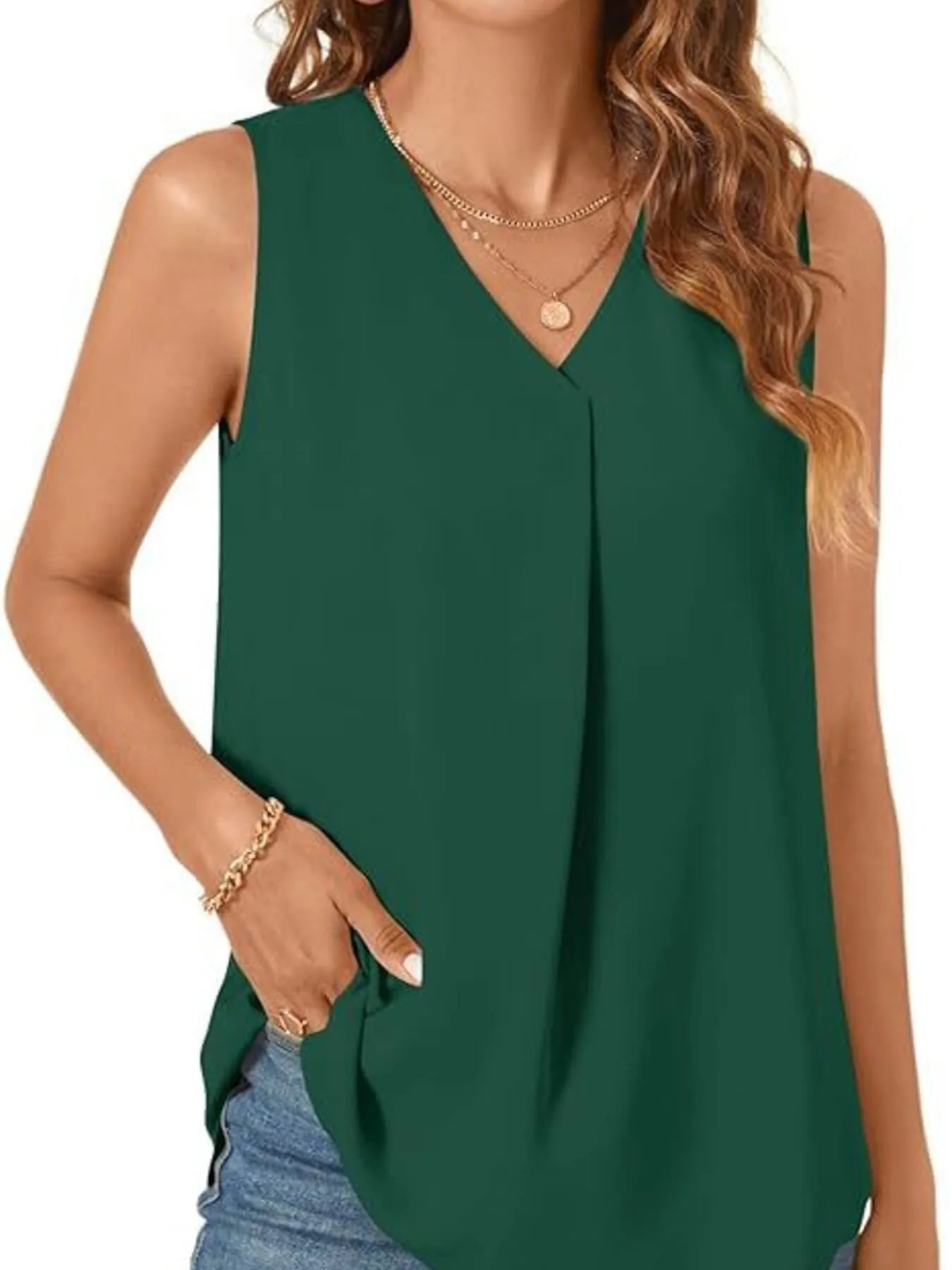 Full Size V - Neck Sleeveless Tank Top Plus SizeTop