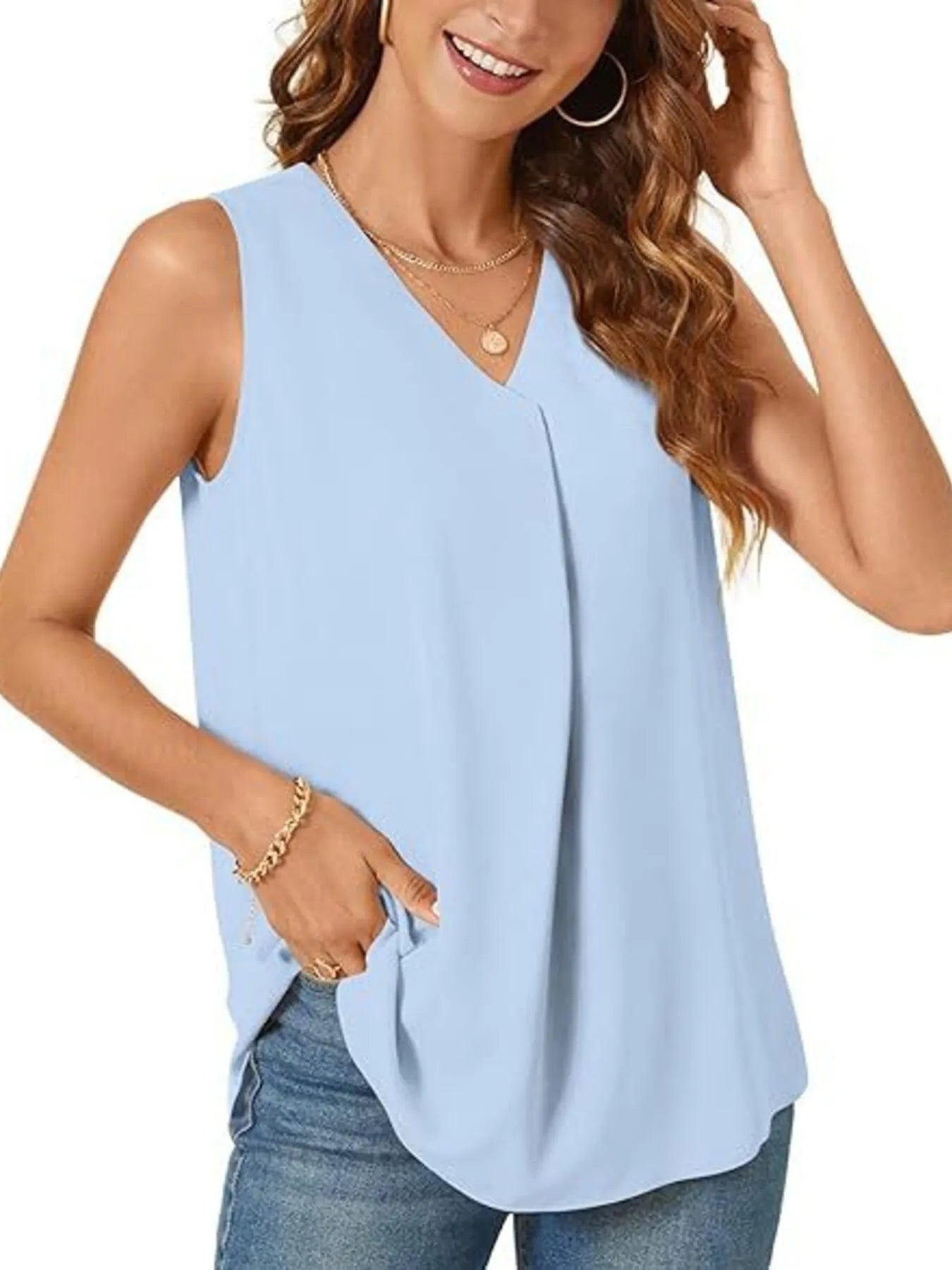 Full Size V - Neck Sleeveless Tank Top Plus SizeTop