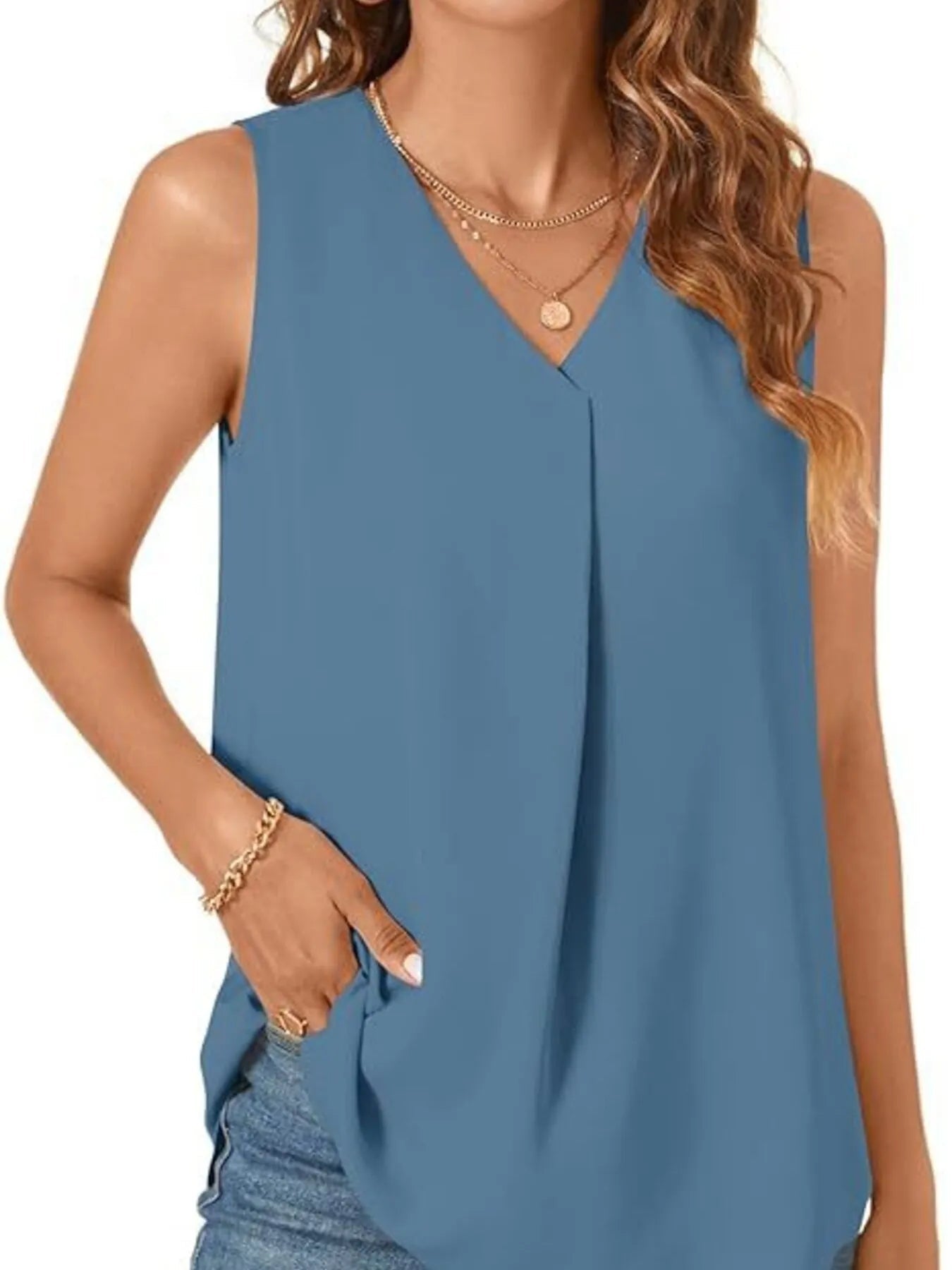 Full Size V - Neck Sleeveless Tank Top Plus SizeTop