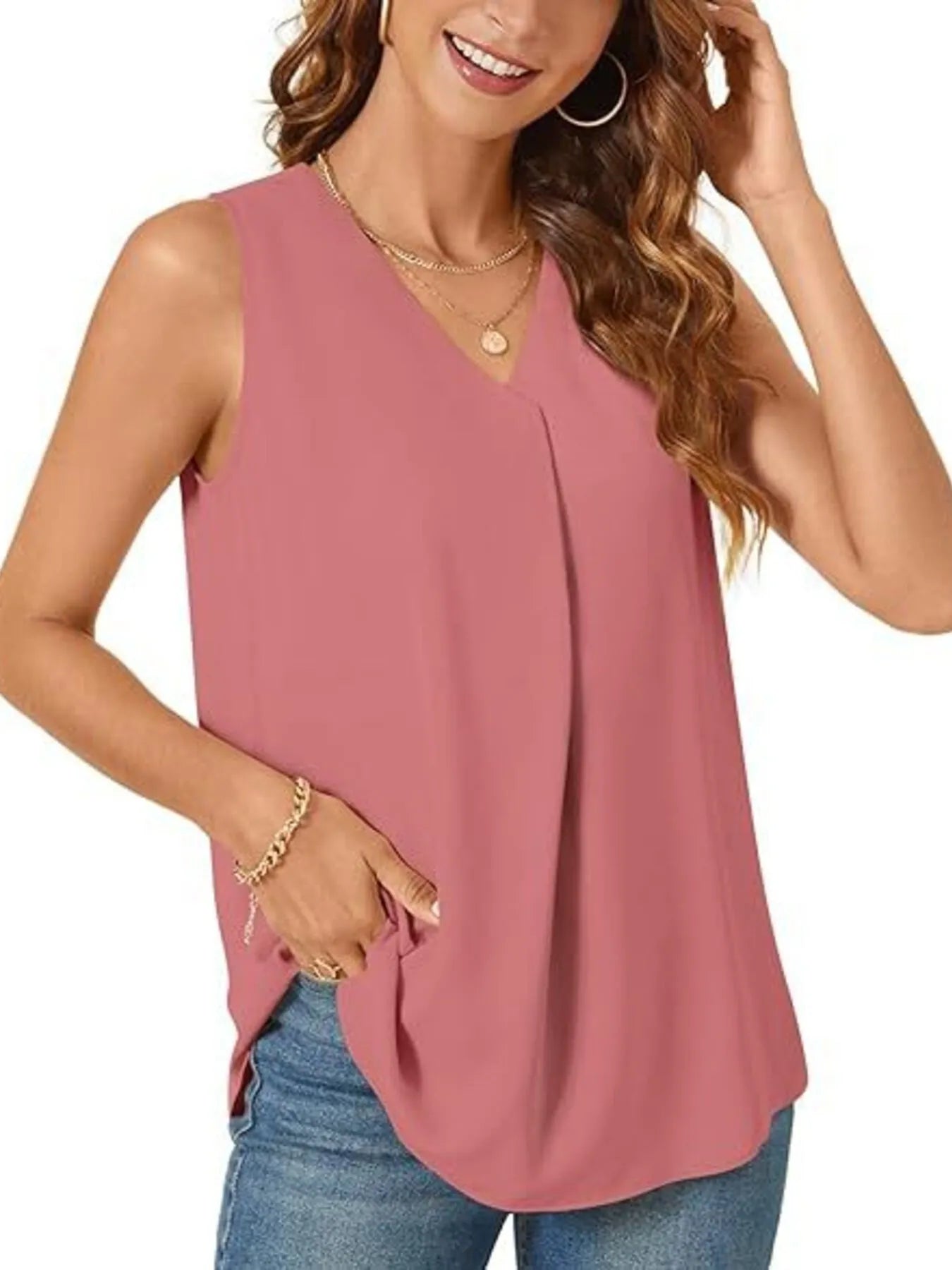 Full Size V - Neck Sleeveless Tank Top Plus SizeTop
