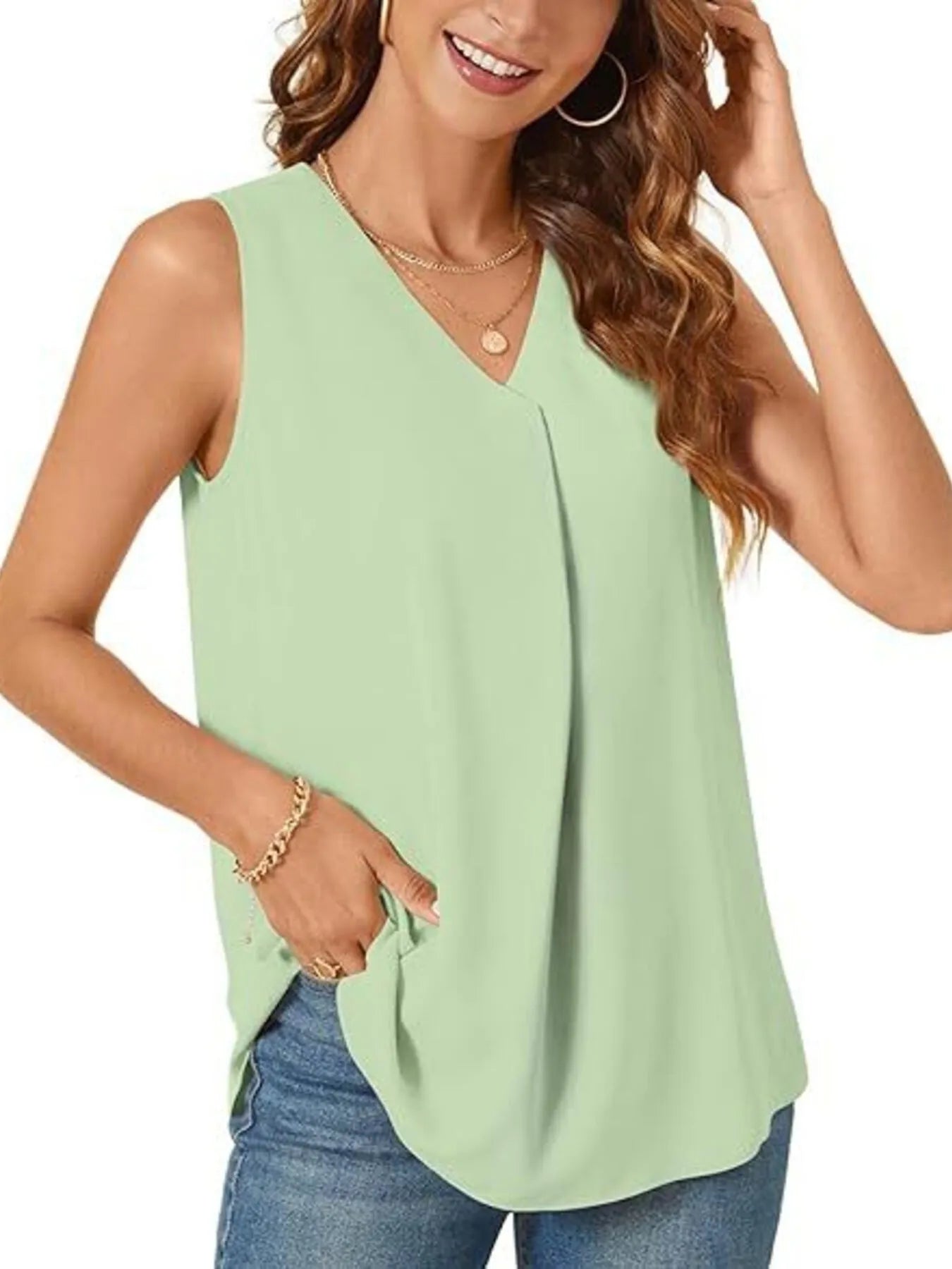 Full Size V - Neck Sleeveless Tank Top Plus SizeTop