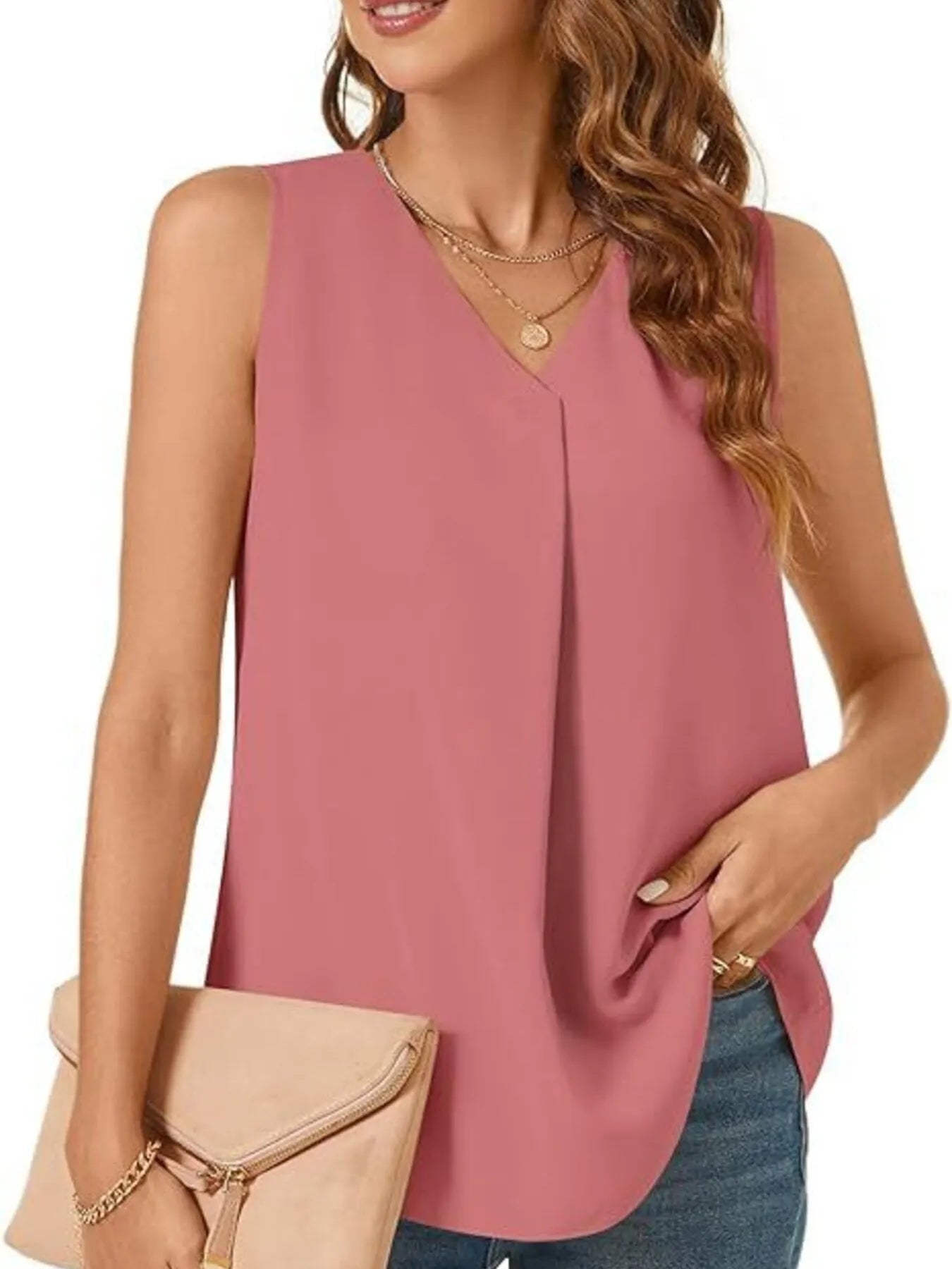 Full Size V - Neck Sleeveless Tank Top Plus SizeTop