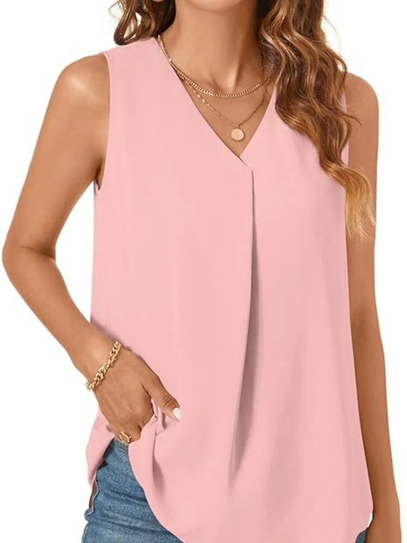 Full Size V - Neck Sleeveless Tank Top Plus SizeTop