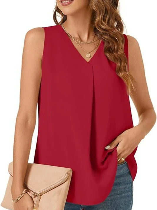 Full Size V - Neck Sleeveless Tank Top Plus SizeTop