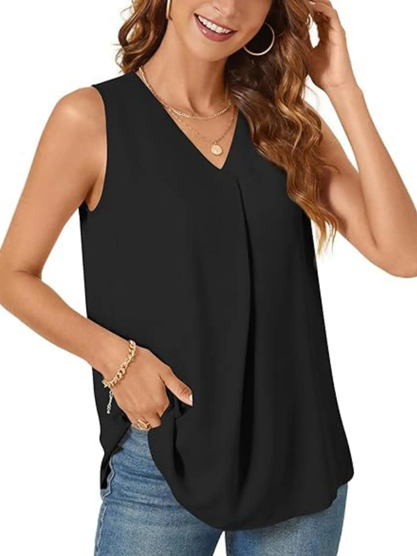 Full Size V - Neck Sleeveless Tank Top Plus SizeTop
