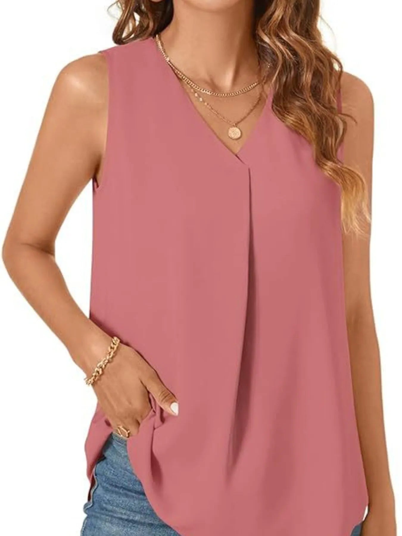 Full Size V - Neck Sleeveless Tank Top Plus SizeTop