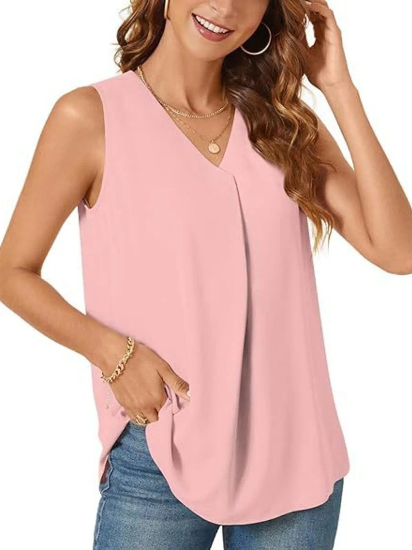 Full Size V - Neck Sleeveless Tank Top Plus SizeTop