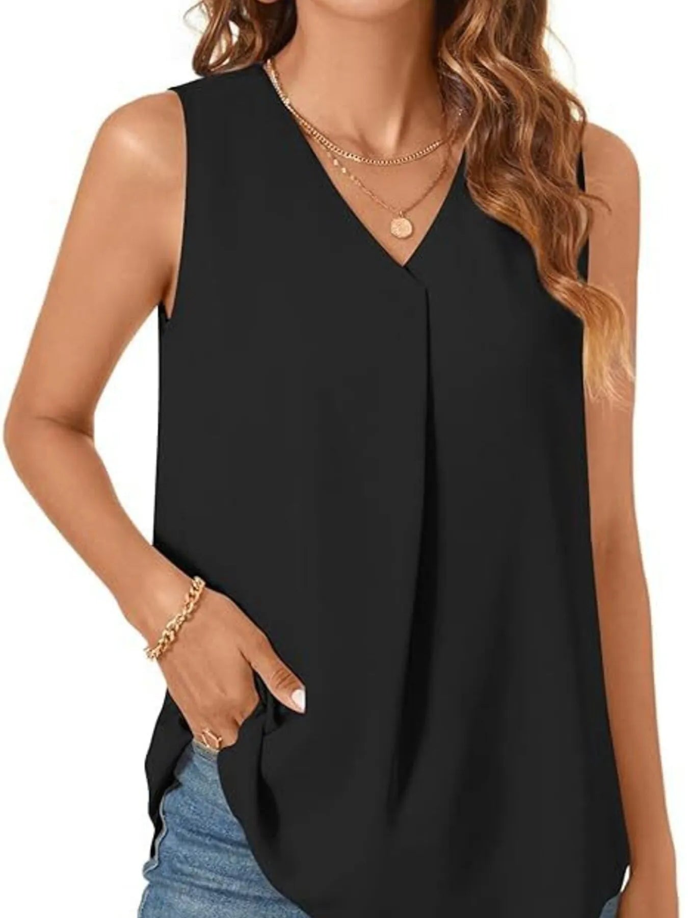 Full Size V - Neck Sleeveless Tank Top Plus SizeTop