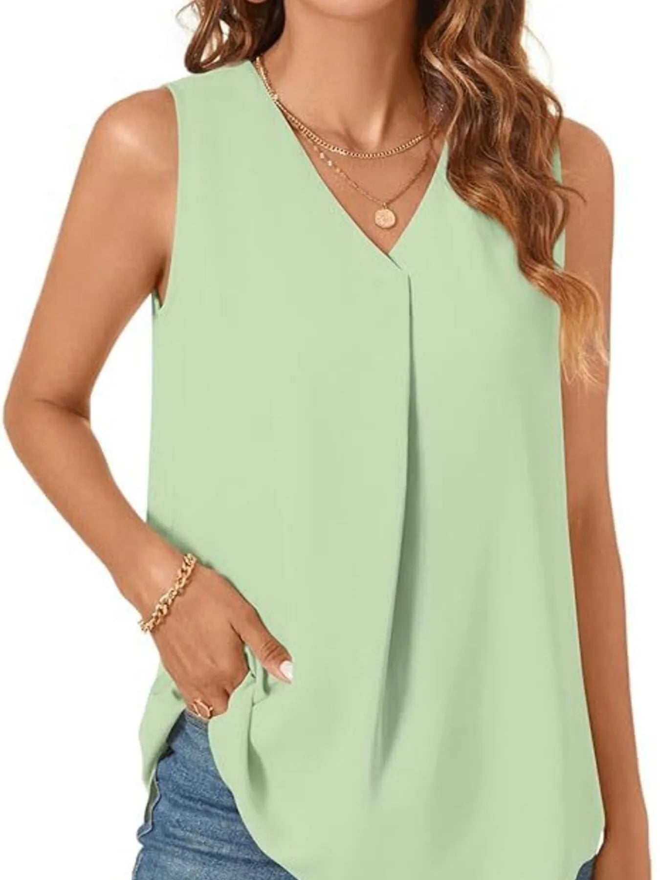 Full Size V - Neck Sleeveless Tank Top Plus SizeTop