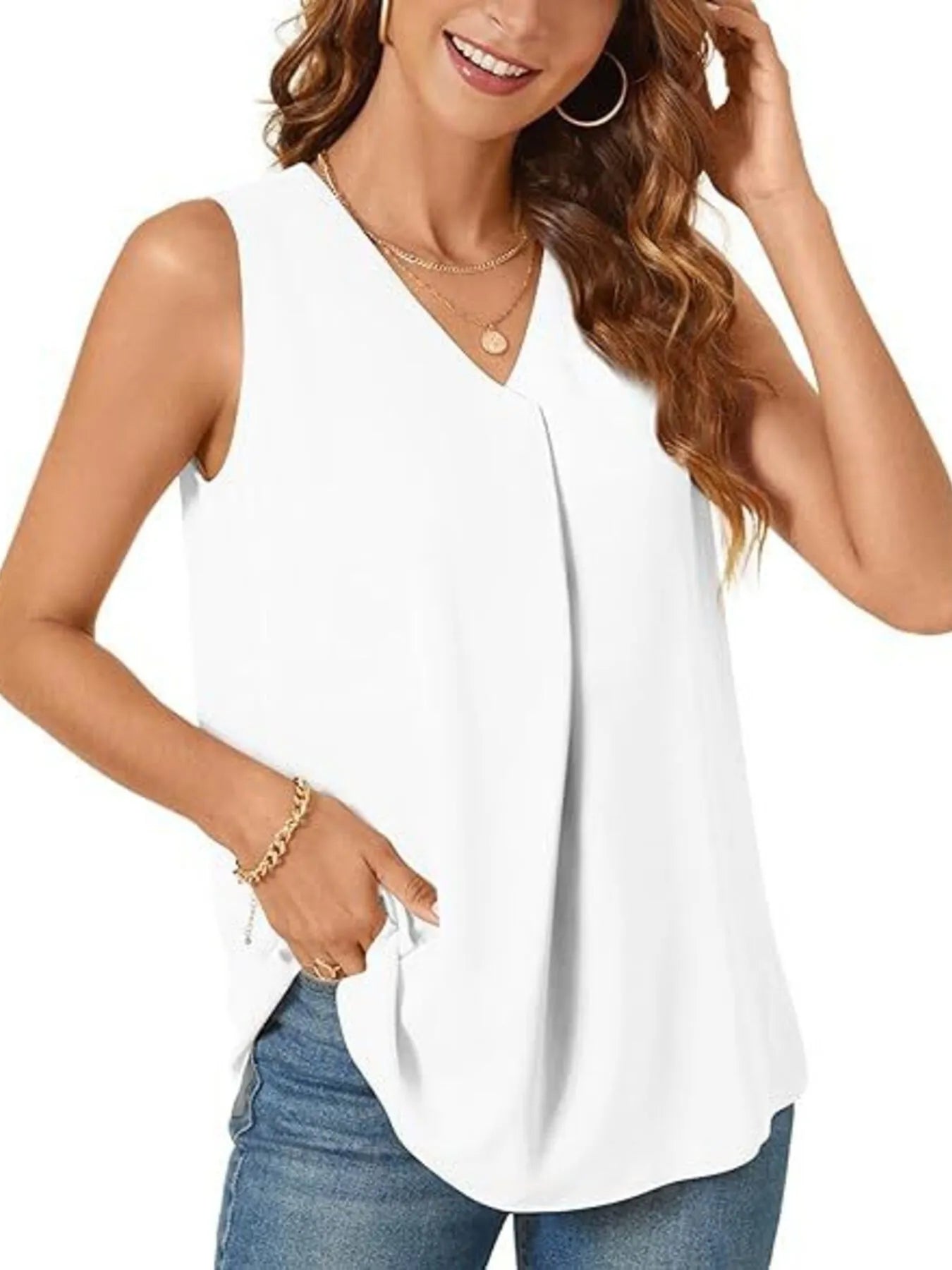 Full Size V - Neck Sleeveless Tank Top Plus SizeTop