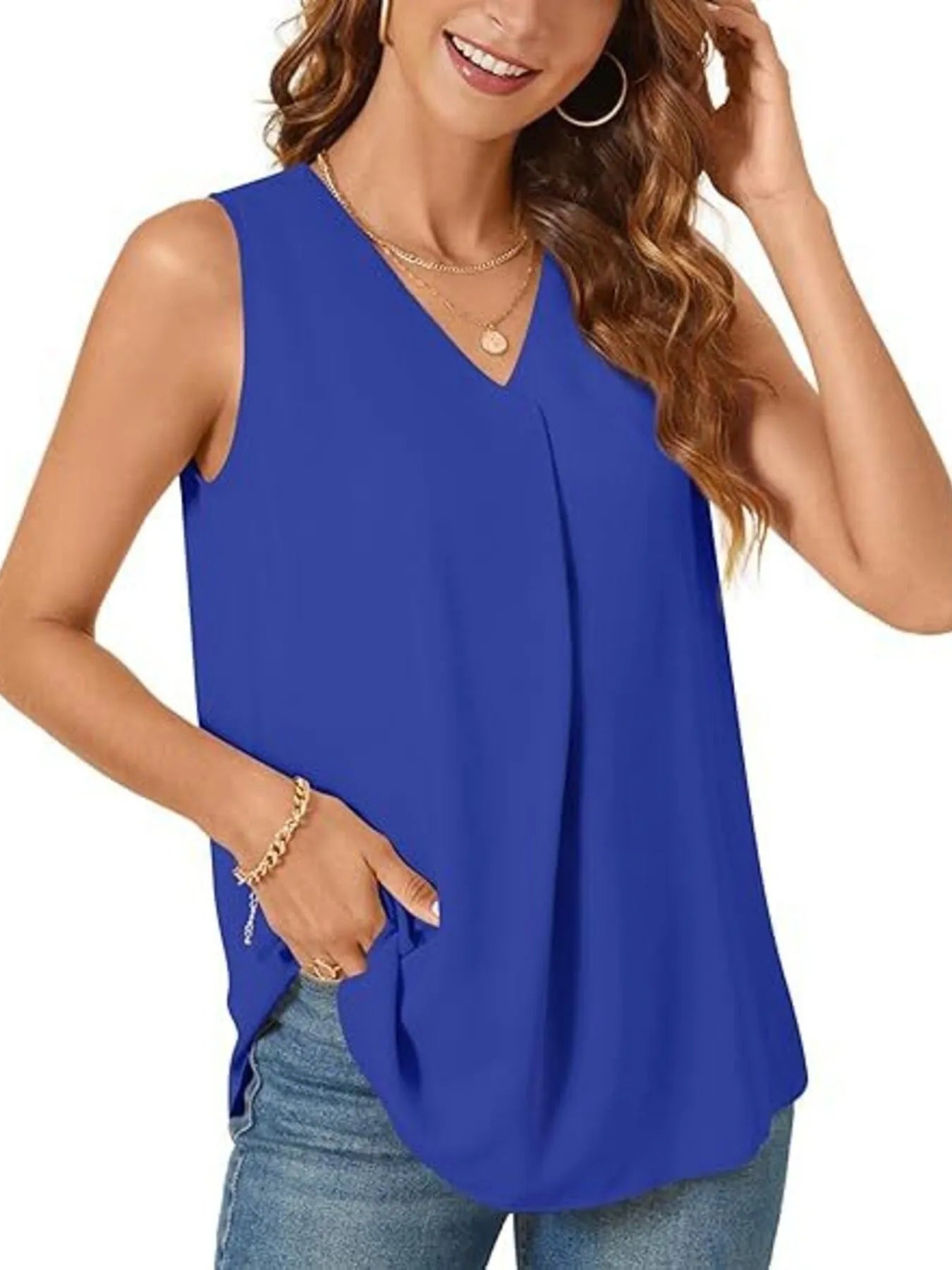 Full Size V - Neck Sleeveless Tank Top Plus SizeTop