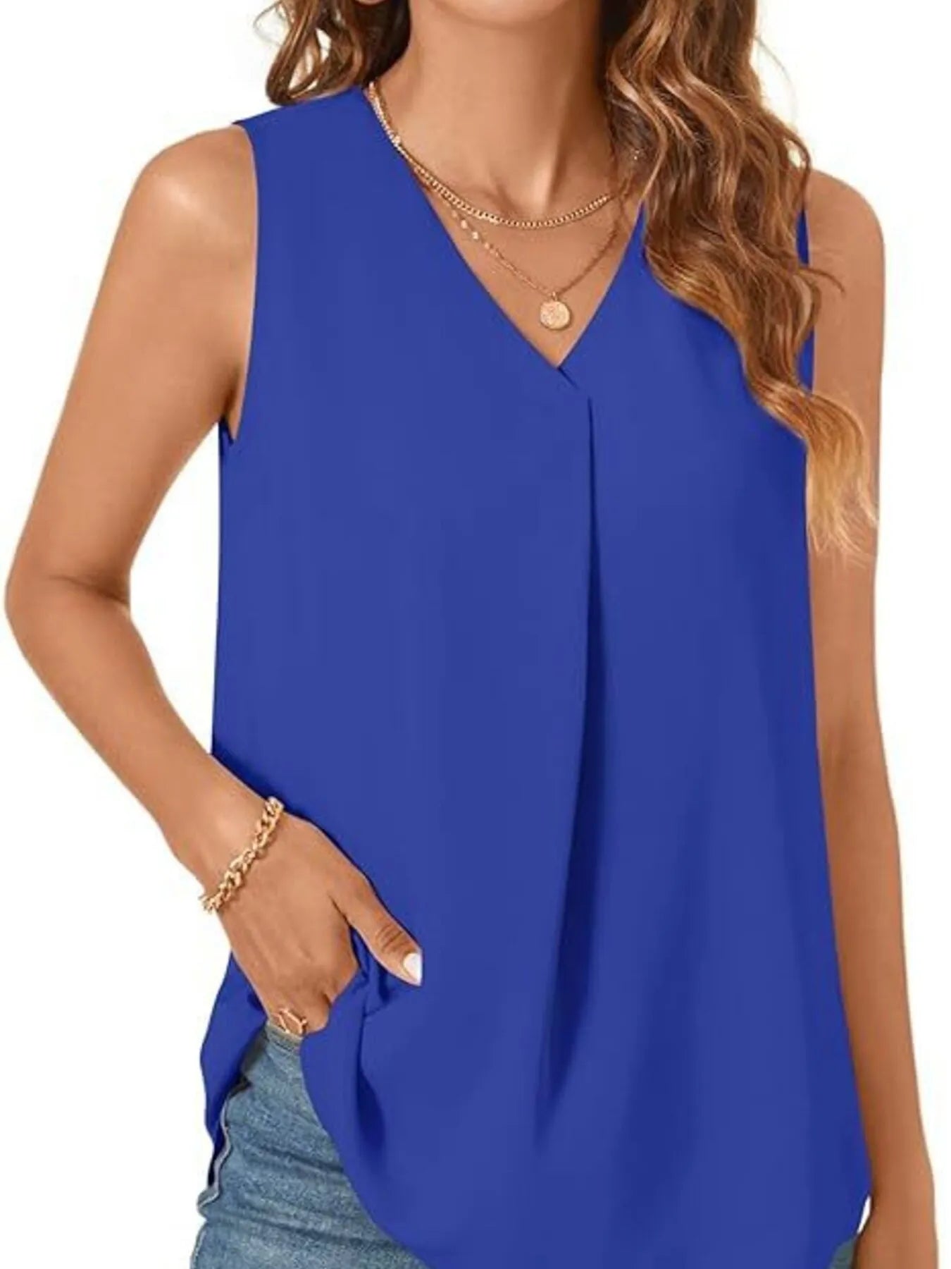 Full Size V - Neck Sleeveless Tank Top Plus SizeTop