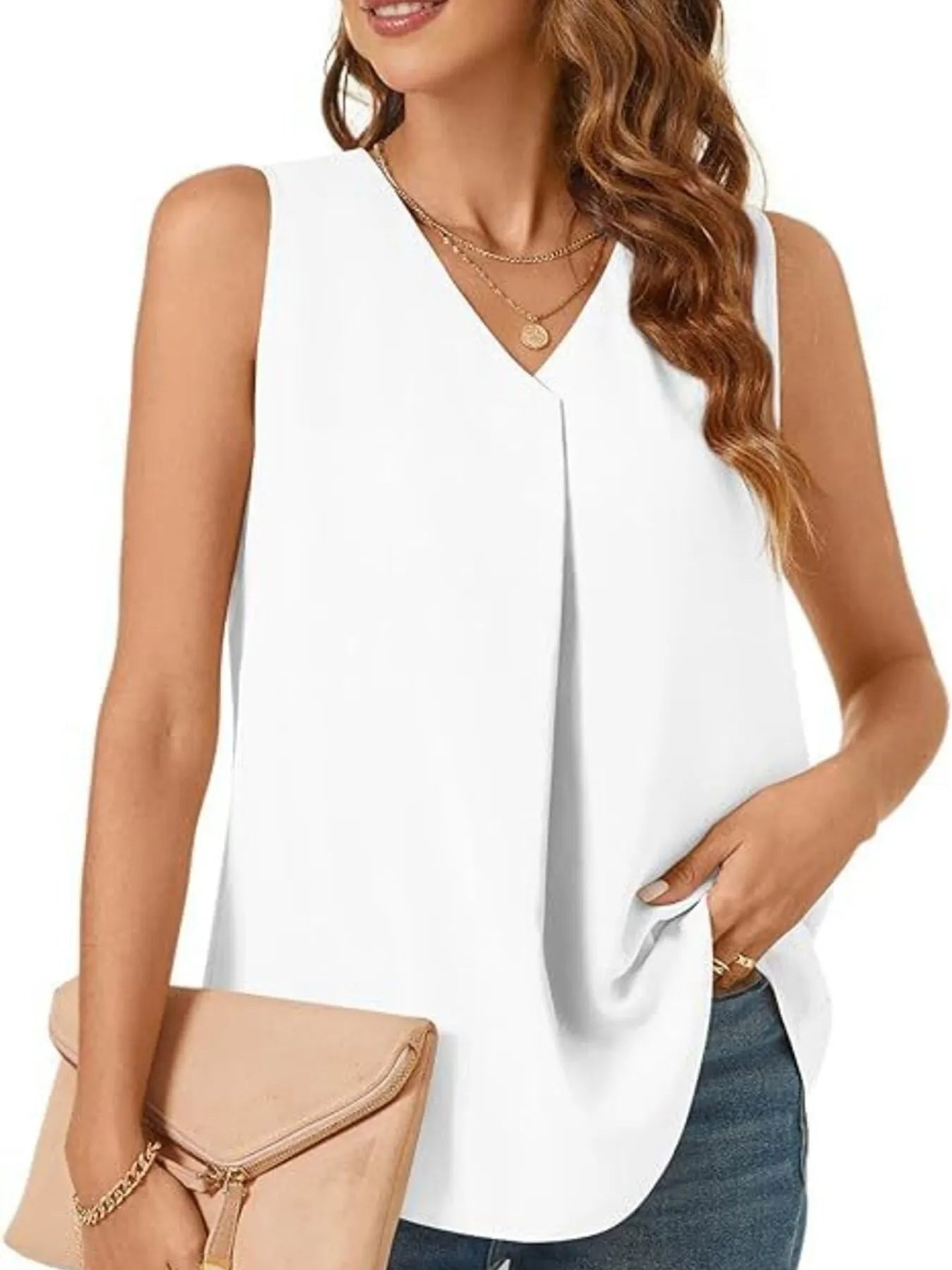 Full Size V - Neck Sleeveless Tank Top Plus SizeTop