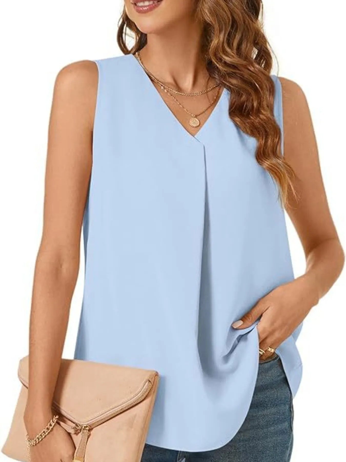 Full Size V - Neck Sleeveless Tank Top Plus SizeTop