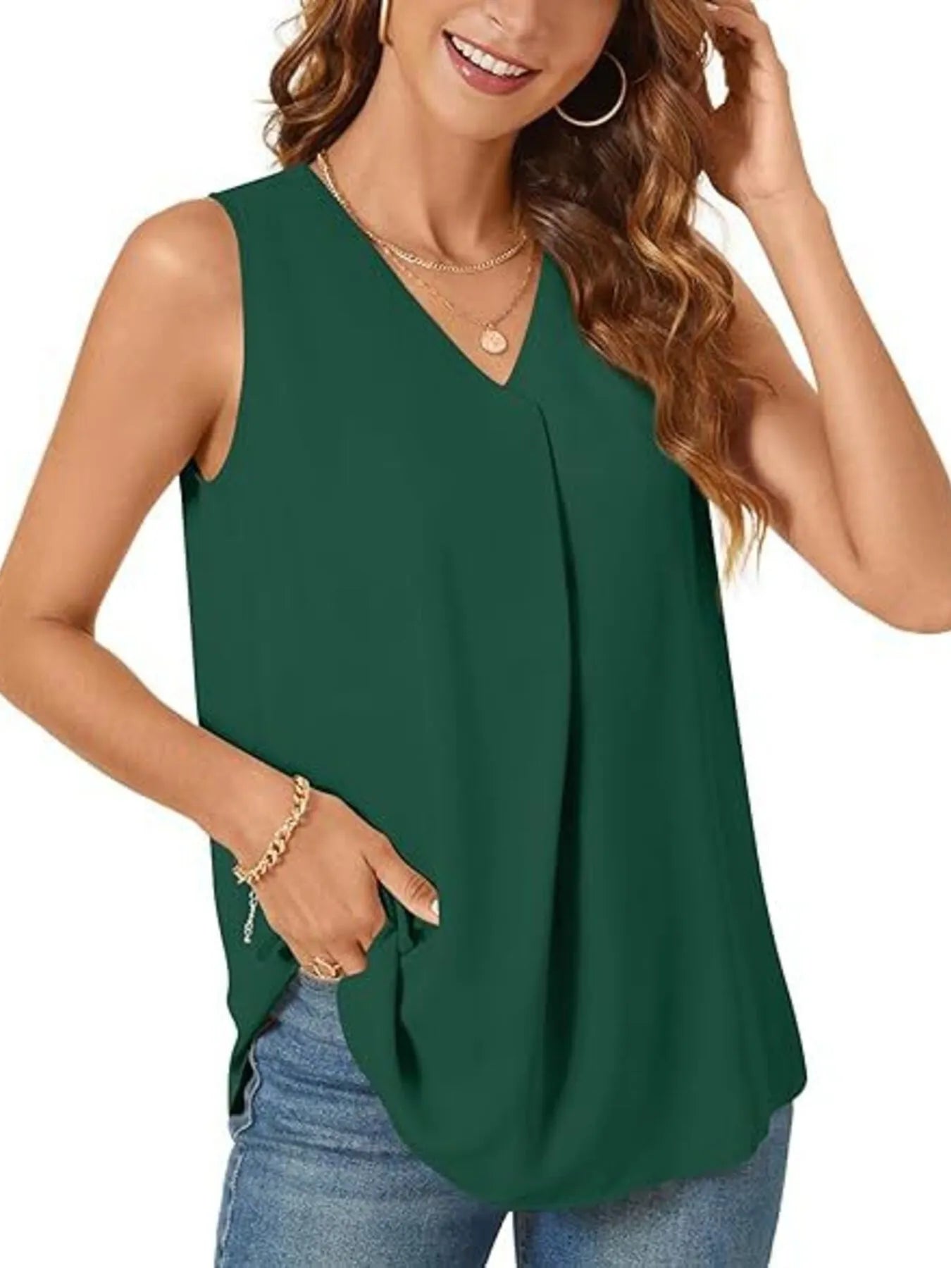 Full Size V - Neck Sleeveless Tank Top Plus SizeTop