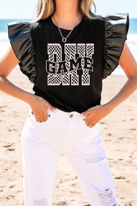 GAME DAY Ruffle Sleeve Blouse