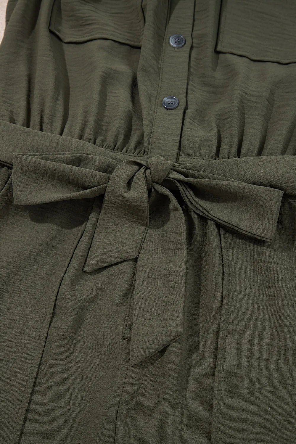 Half Button Belted Utility Short Sleeve Jumpsuit