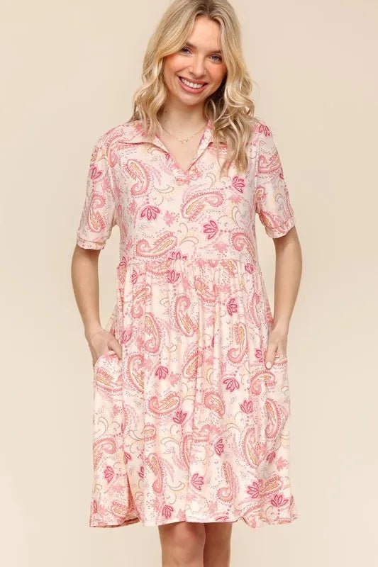 Haptics Fit and Flare Paisley Print Knit Dress