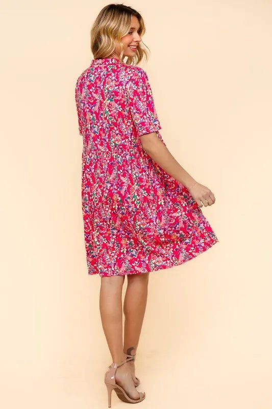 Haptics Johnny Collar Babydoll Dress with Side Pockets