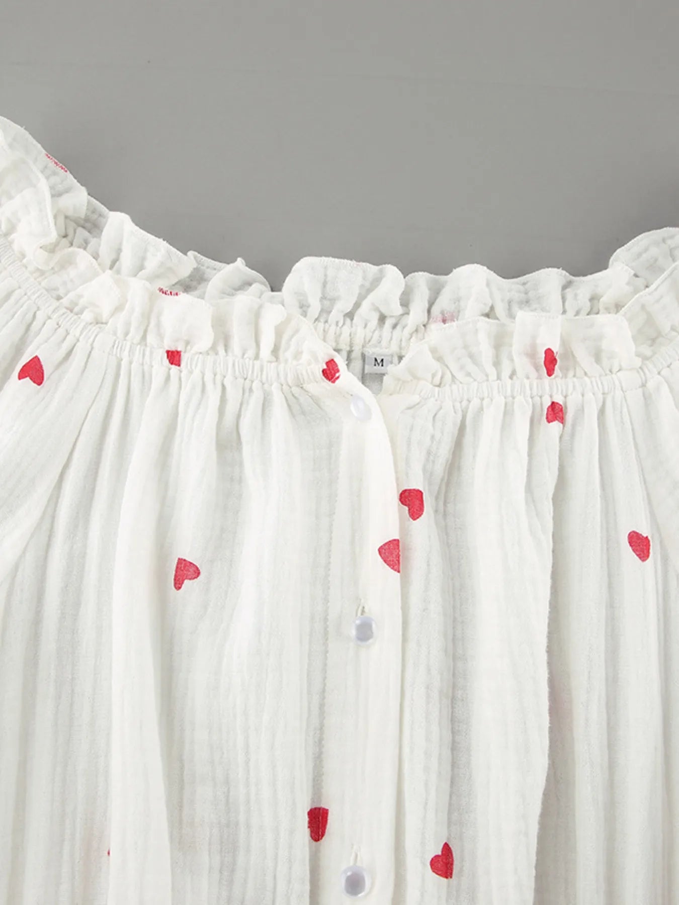 Heart Printed Off - Shoulder Ruffle Mini Dress