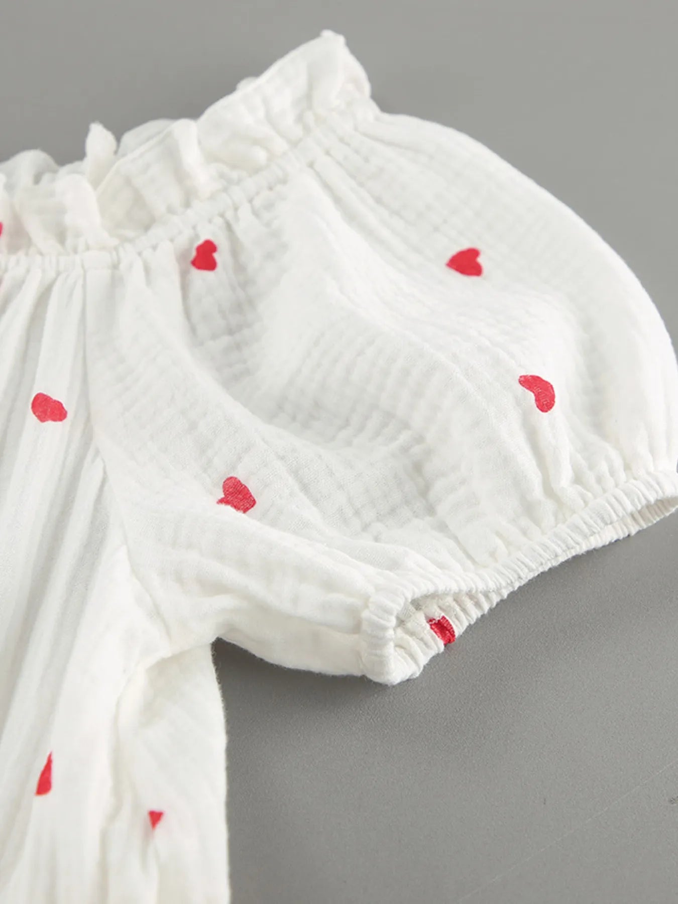 Heart Printed Off - Shoulder Ruffle Mini Dress
