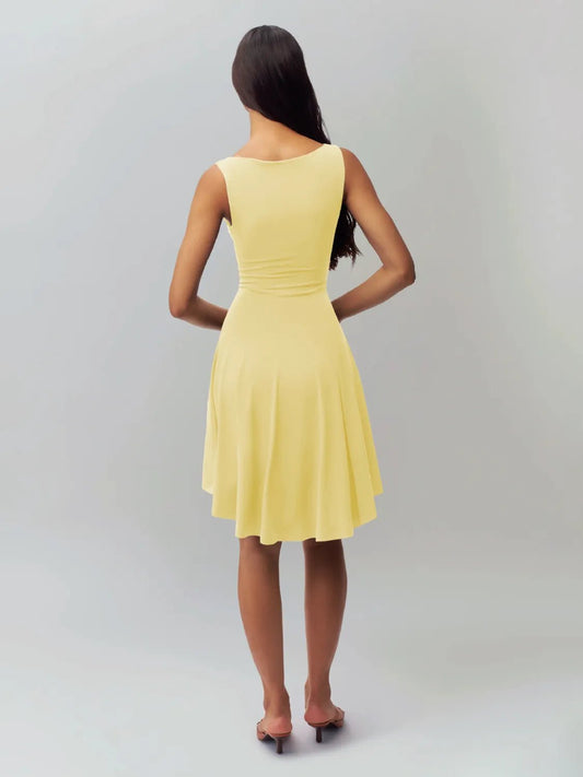 High - Low Round Neck Sleeveless Dress