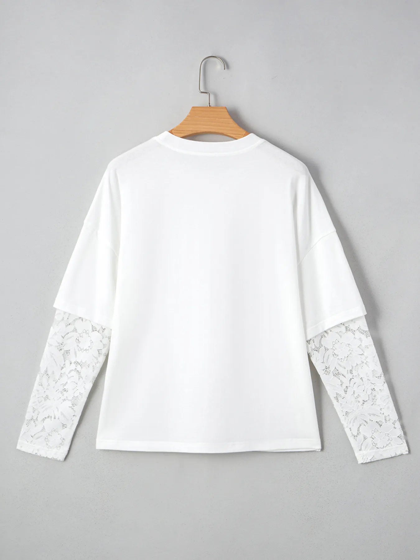 Lace Long Sleeve Insert Drop Shoulder Tee