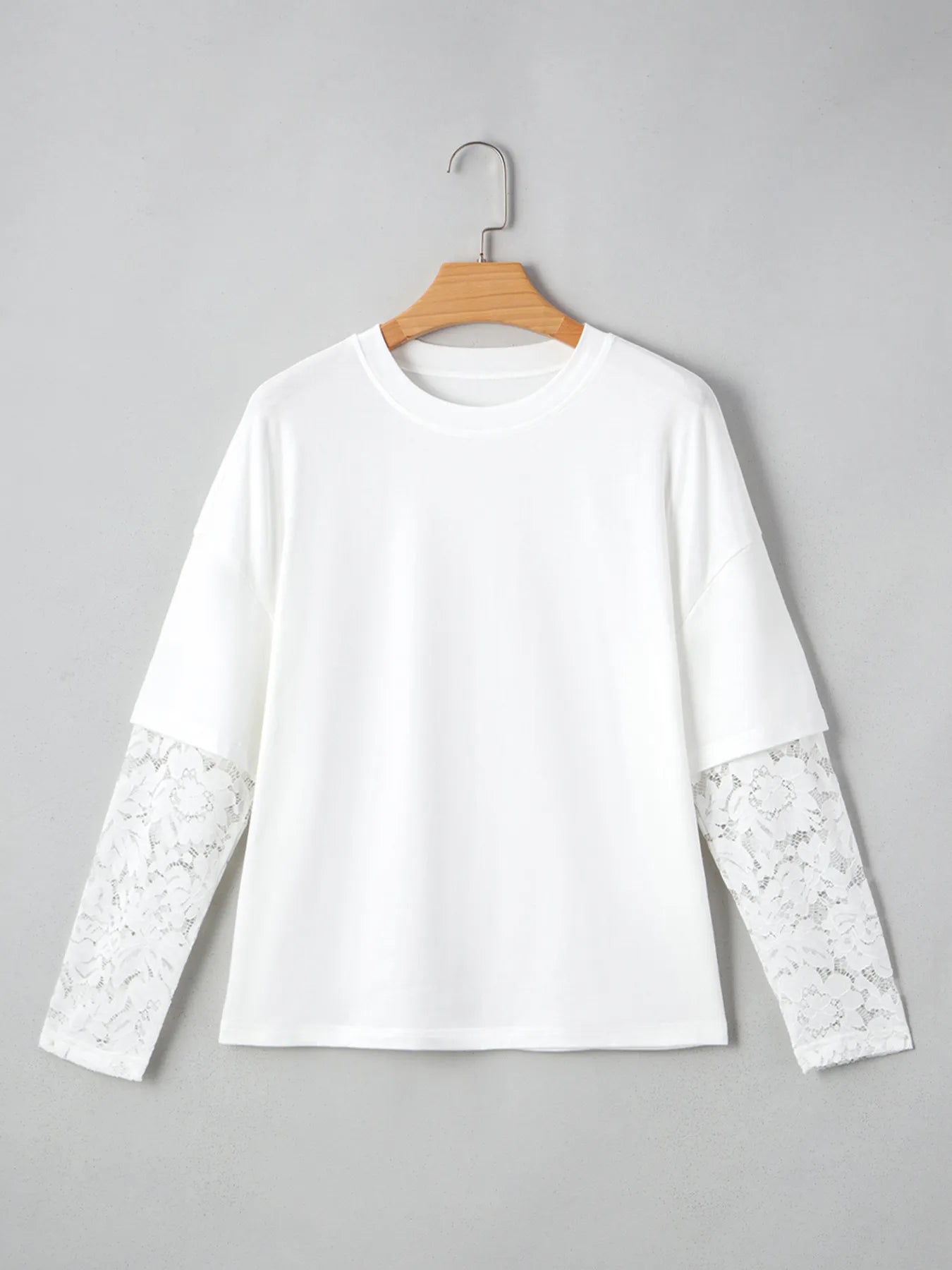 Lace Long Sleeve Insert Drop Shoulder Tee
