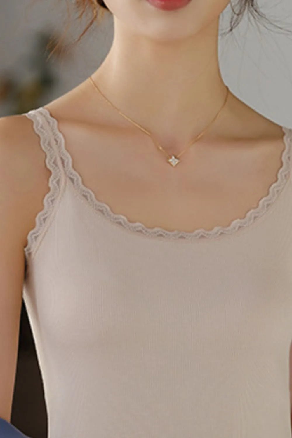 Lace Trim Scoop Neck Cami Top