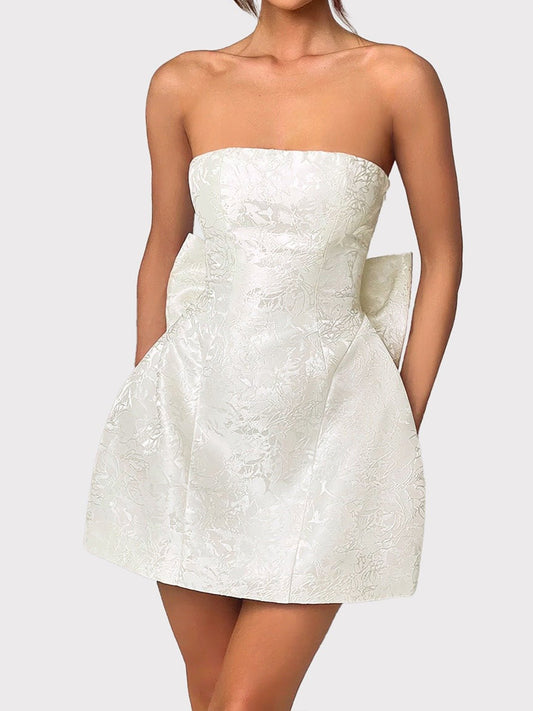 Lace - Up Sleeveless Satin Mini Dress with Bow