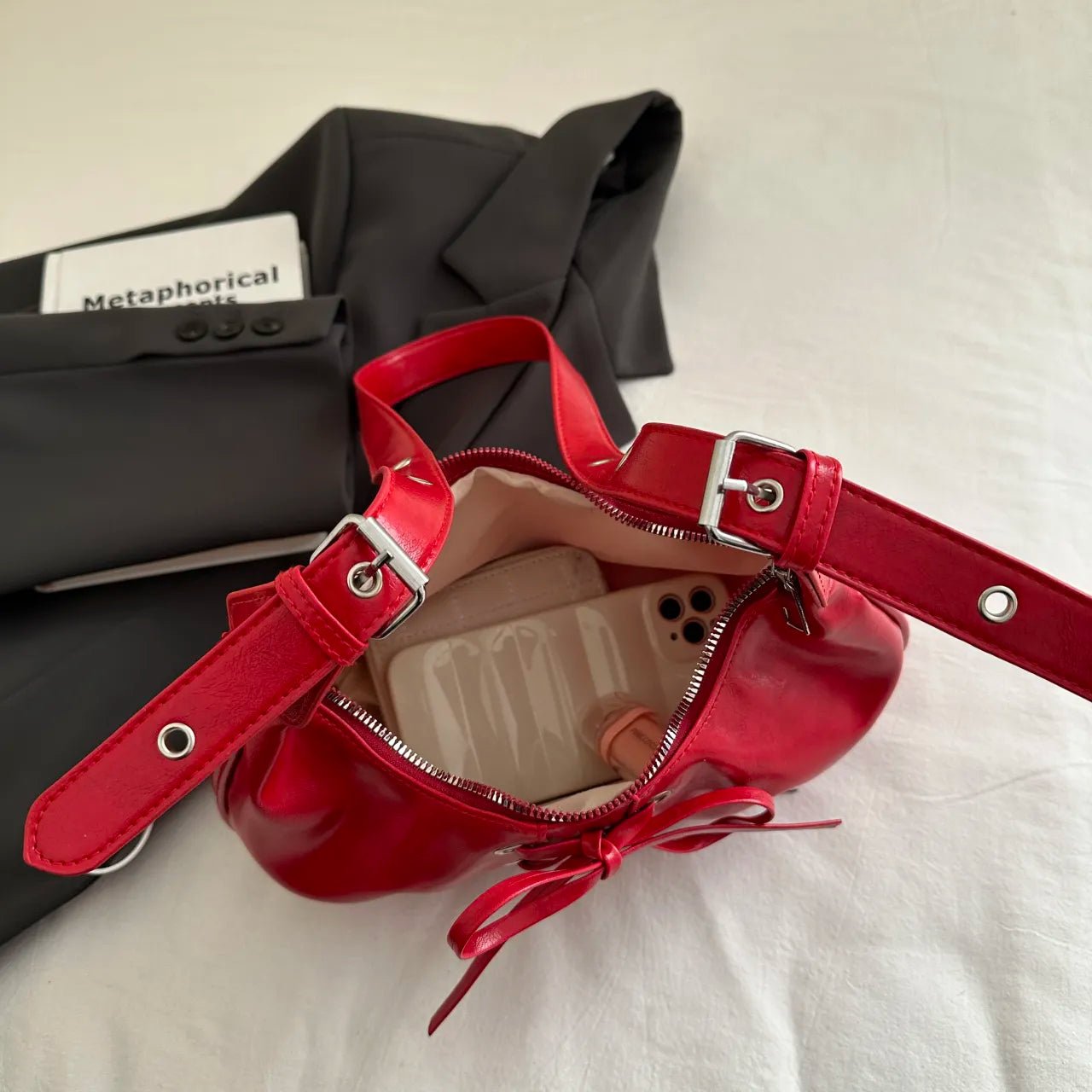 Leather Lace - Up Detail Shoulder BagBag