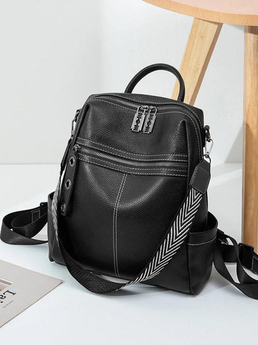 Leather Multi - Compartment Backpack Bag