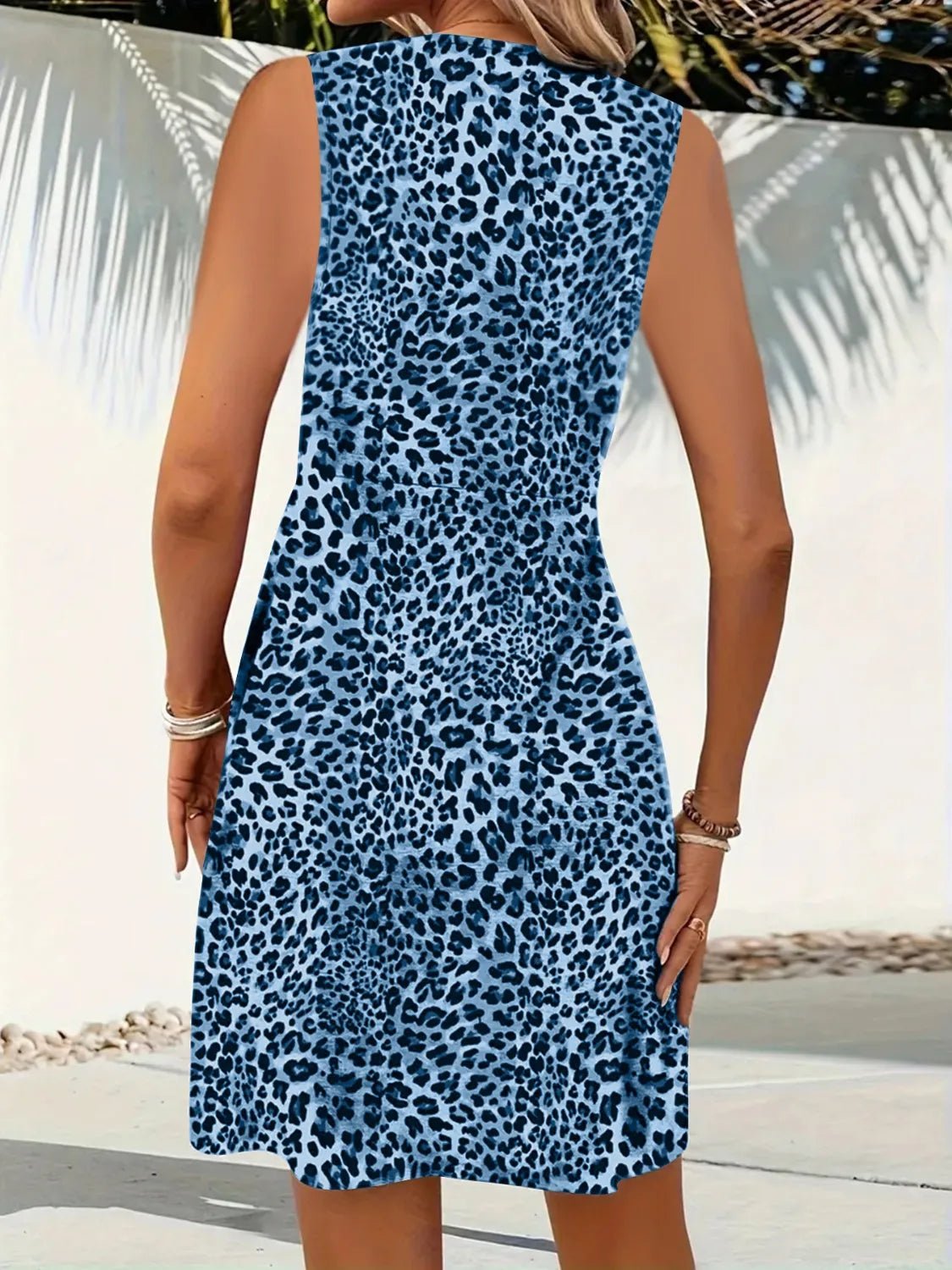 Leopard V - Neck Sleeveless Mini Dress