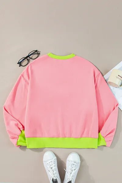Letter Graphic Round Neck Long Sleeve Sweatshirt