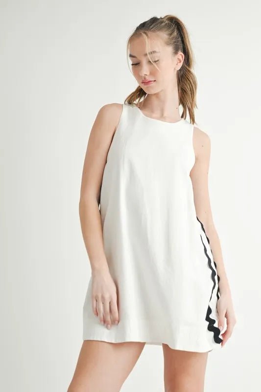 MABLE Linen Mix Side Ric Rac A - Line Mini Dress