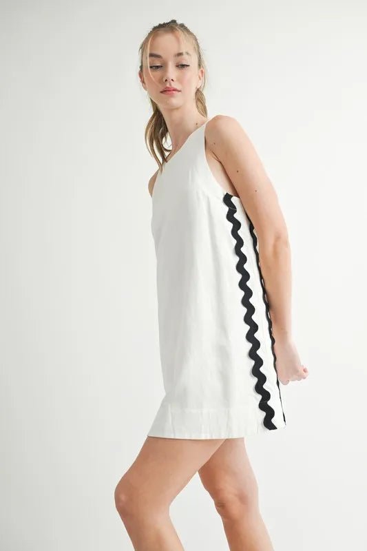 MABLE Linen Mix Side Ric Rac A - Line Mini Dress