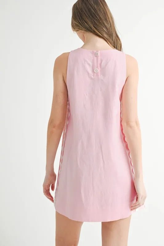 MABLE Linen Mix Side Ric Rac A - Line Mini Dress