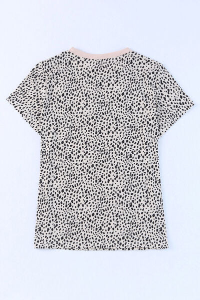 MAMA Animal Print Round Neck Short Sleeve T-Shirt
