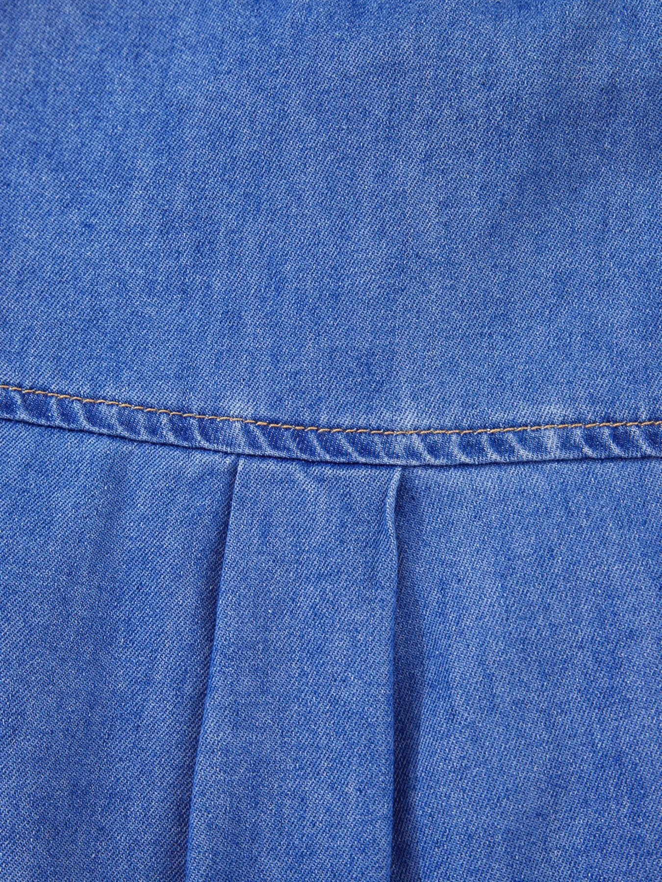 Mineral Wash Cap Sleeve Frilled Button Up Denim Shirt