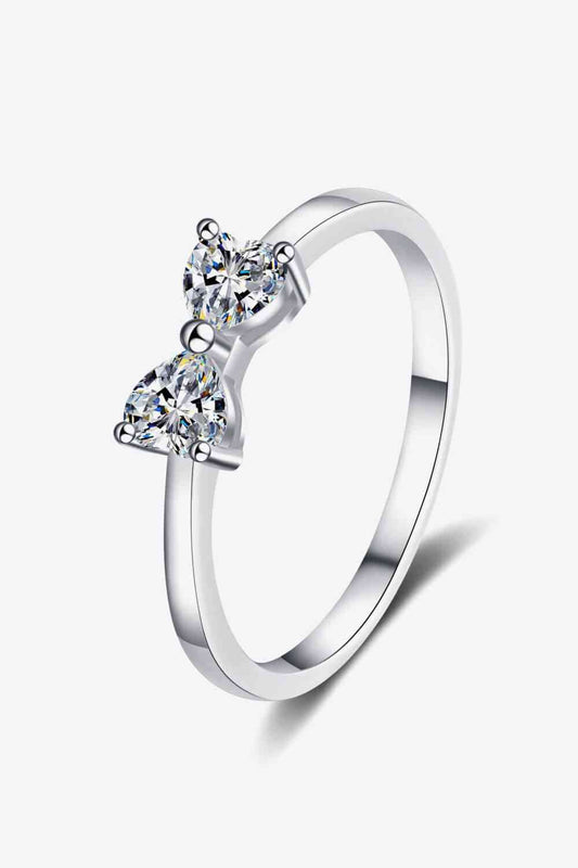 Moissanite Bow Rhodium - Plated Ring