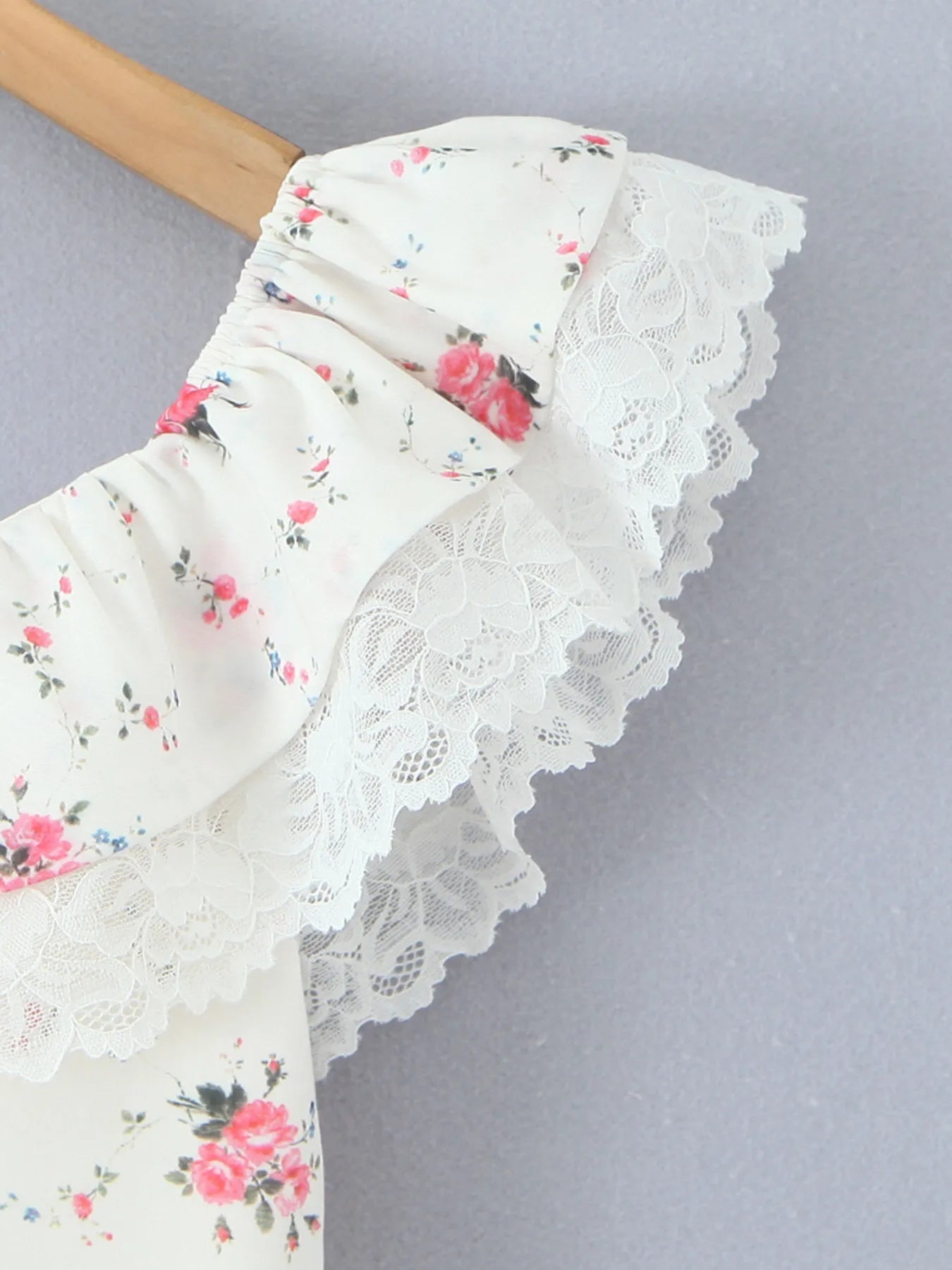 Off - Shoulder Floral Lace Trim Mini Dress