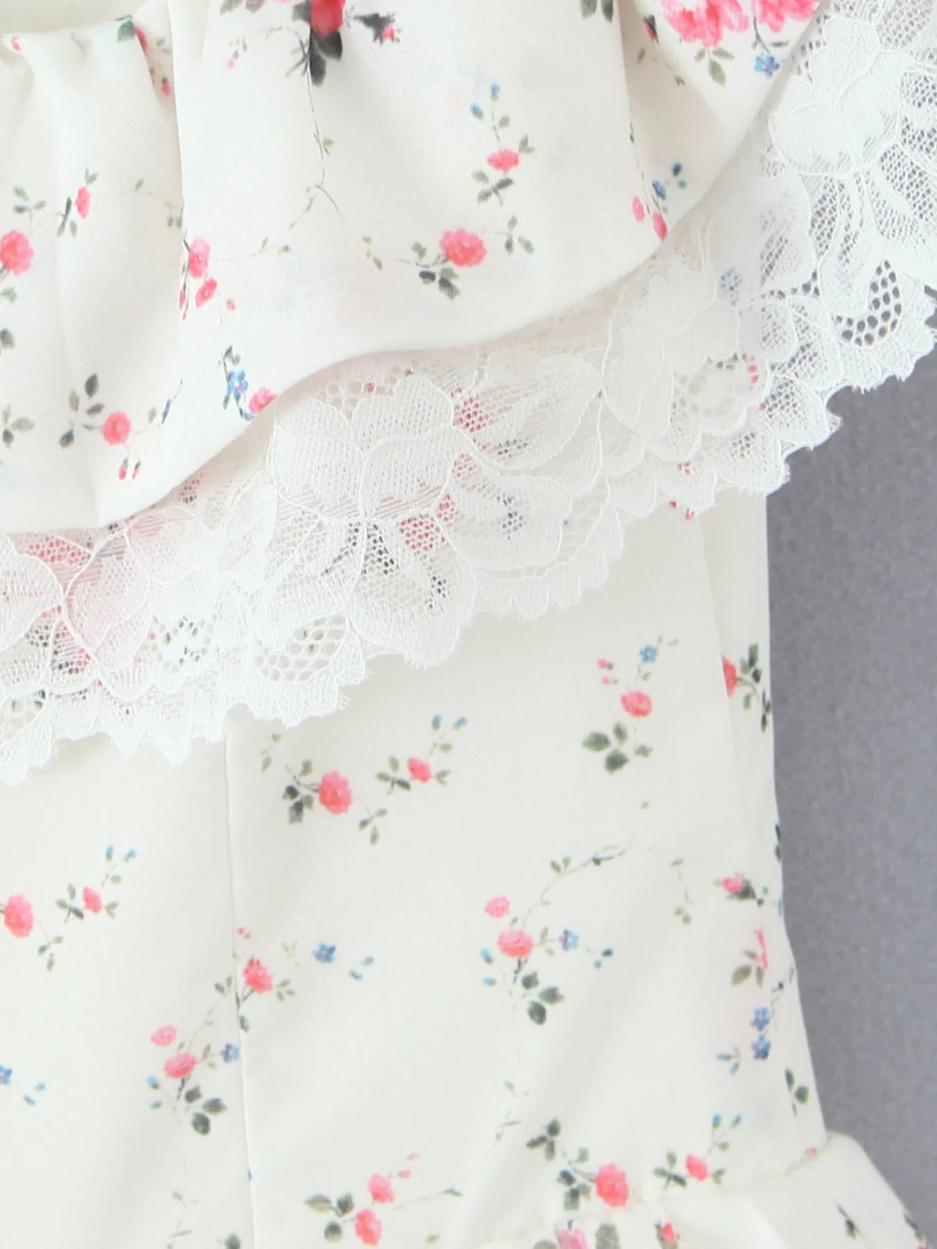 Off - Shoulder Floral Lace Trim Mini Dress