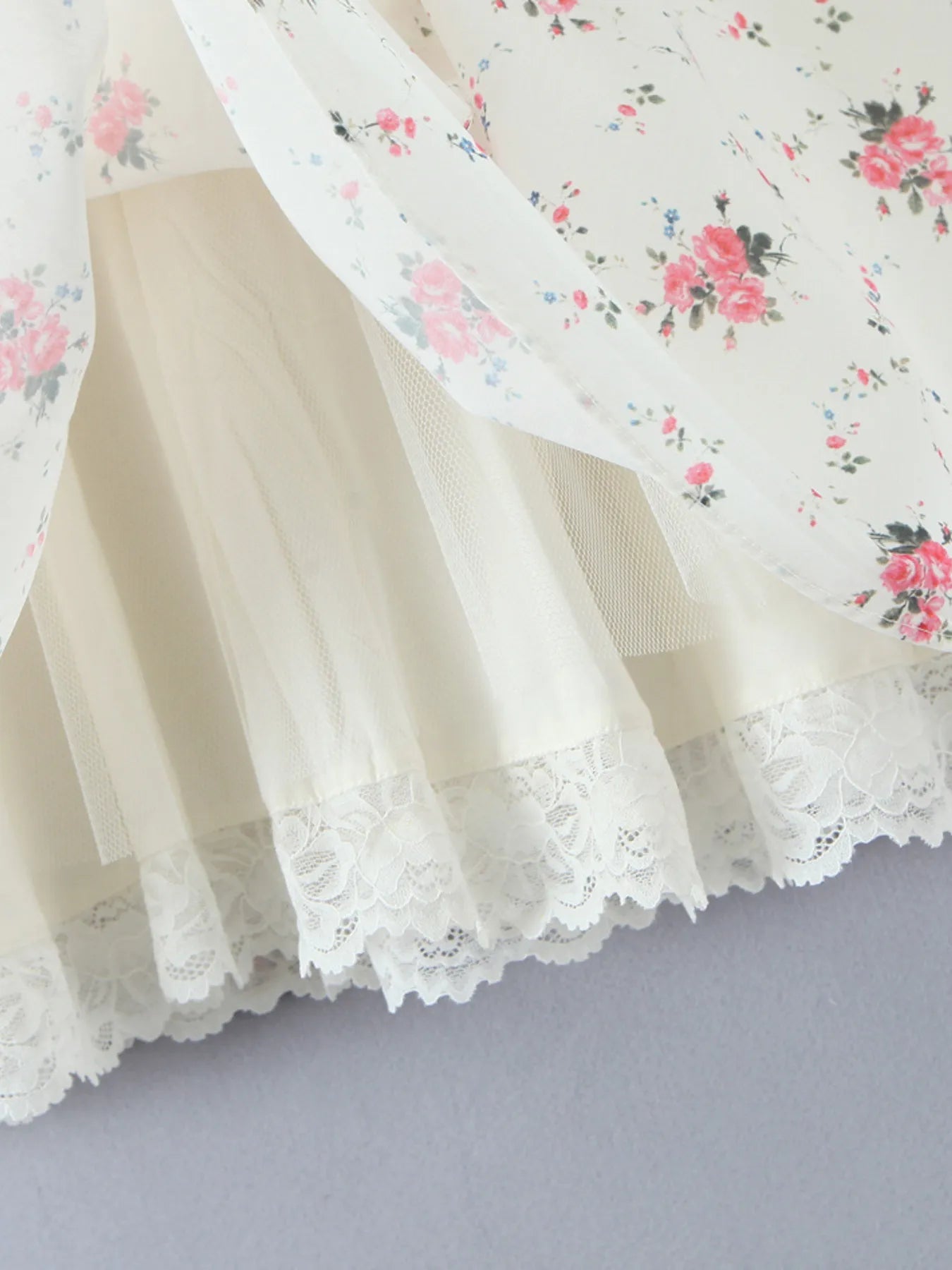 Off - Shoulder Floral Lace Trim Mini Dress