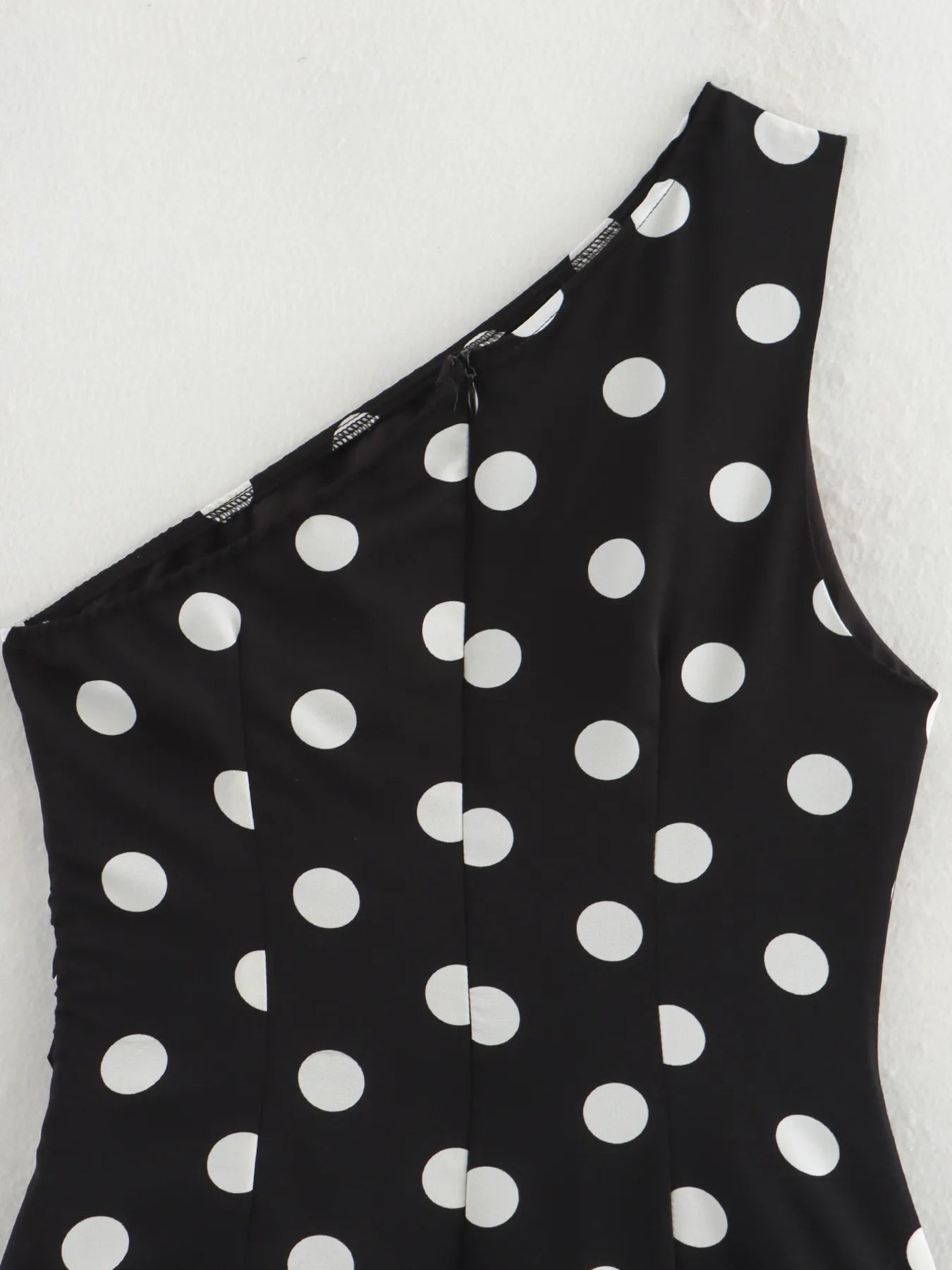 One - Shoulder Polka Dot Mini Dress
