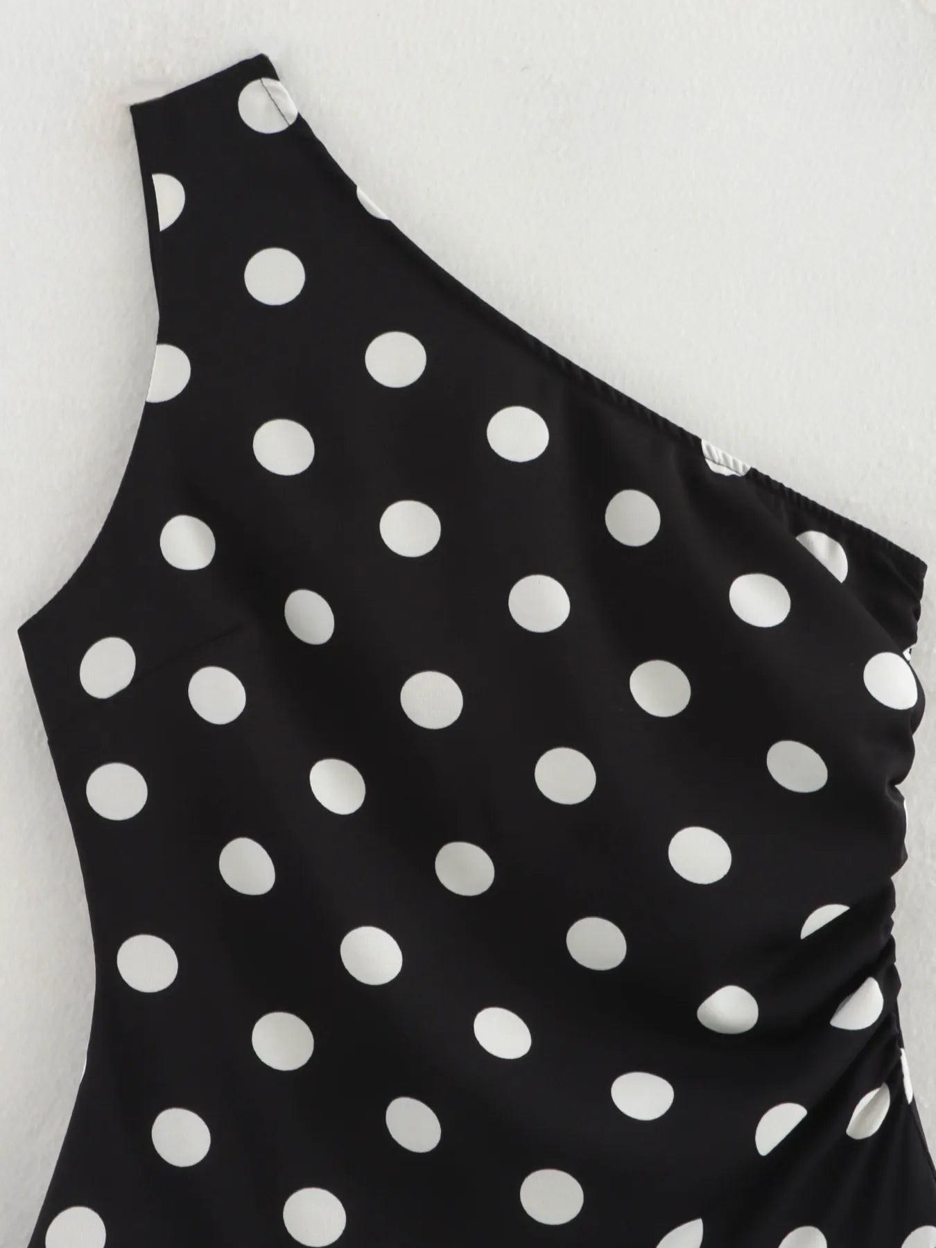 One - Shoulder Polka Dot Mini Dress
